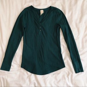 Faded Glory henley blue-green long sleeve tee